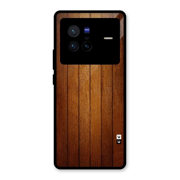 Proper Brown Wood Glass Back Case for Vivo X80