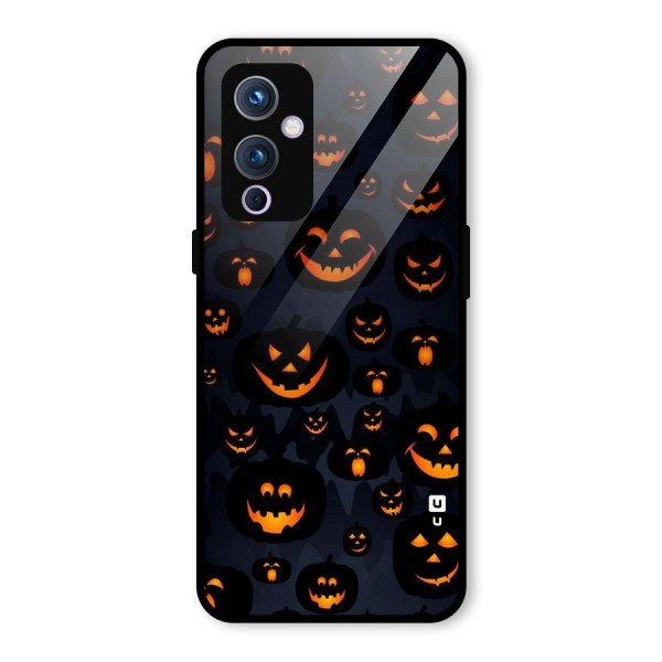 Pumpkin Smile Pattern Glass Back Case for OnePlus 9