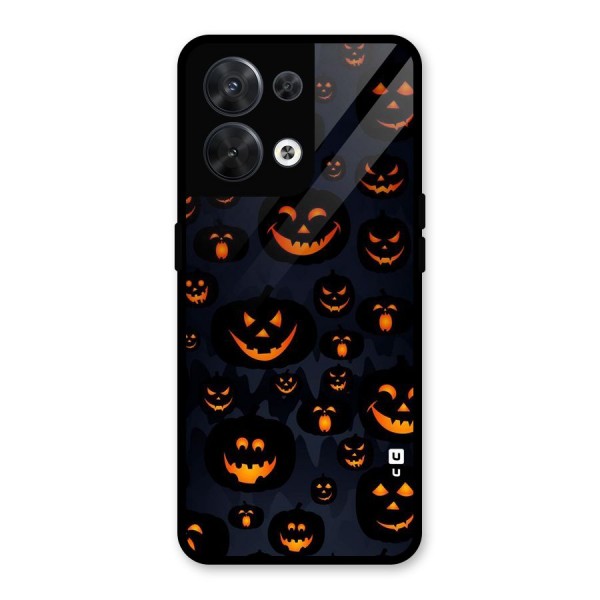 Pumpkin Smile Pattern Glass Back Case for Oppo Reno8 5G