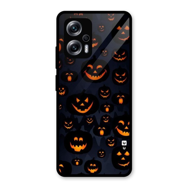 Pumpkin Smile Pattern Glass Back Case for Redmi K50i