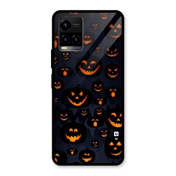 Pumpkin Smile Pattern Glass Back Case for Vivo Y21 2021