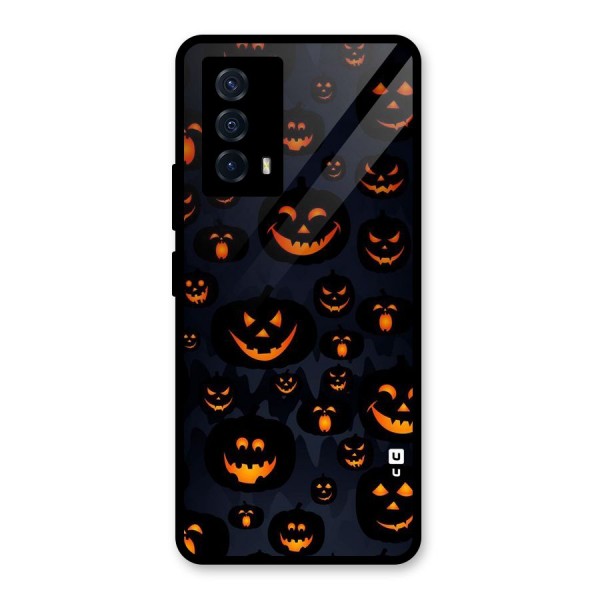 Pumpkin Smile Pattern Glass Back Case for Vivo iQOO Z5