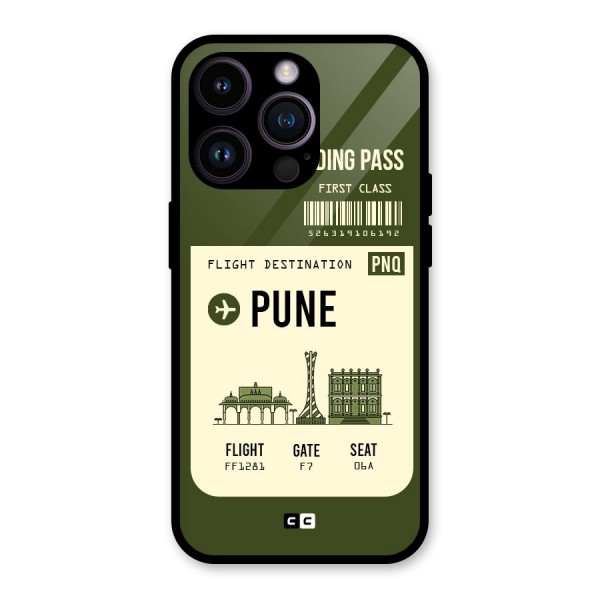 Pune Boarding Pass Glass Back Case for iPhone 14 Pro