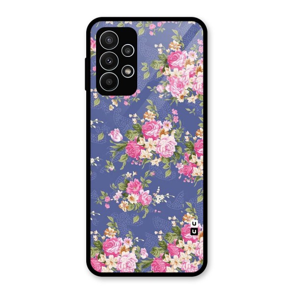 Purple Pink Floral Glass Back Case for Galaxy A23