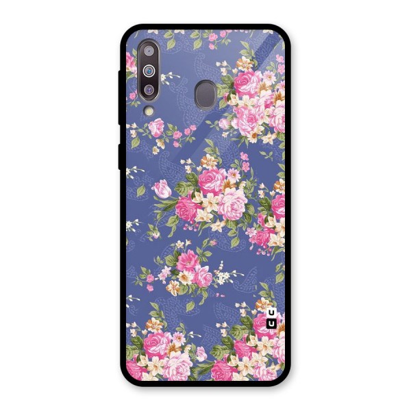 Purple Pink Floral Glass Back Case for Galaxy M30