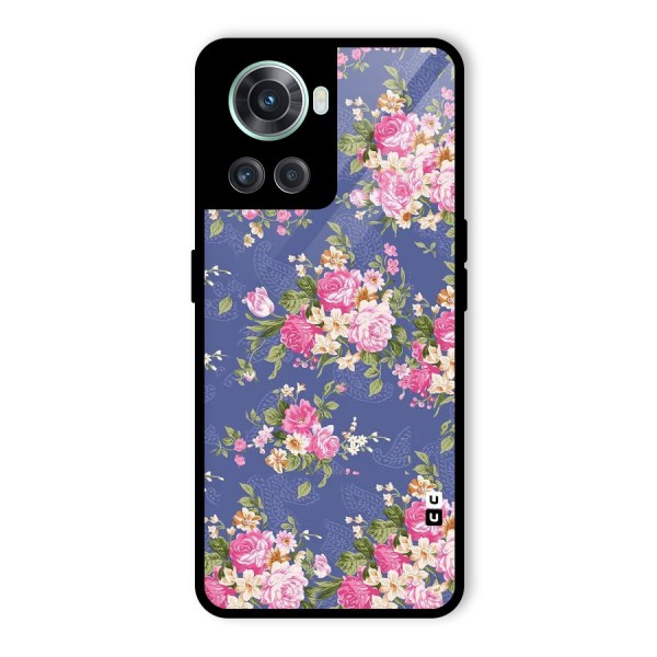 Purple Pink Floral Glass Back Case for OnePlus 10R