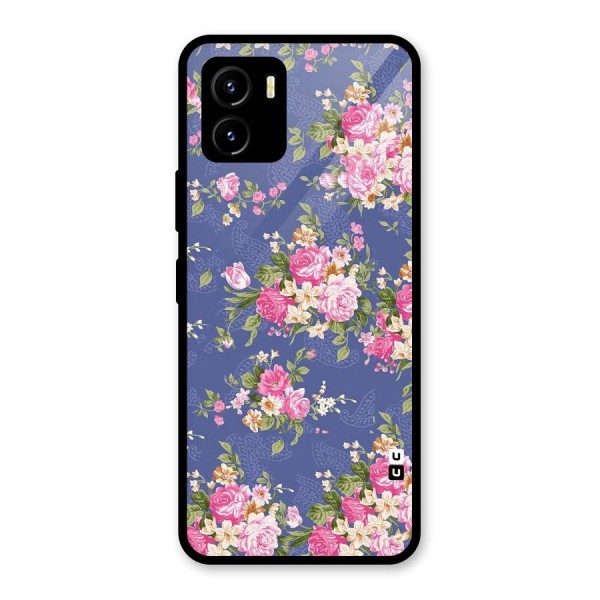 Purple Pink Floral Glass Back Case for Vivo Y15s