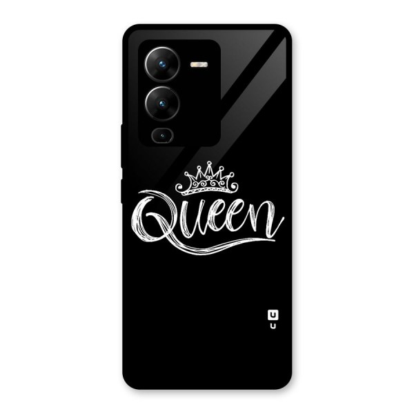 Queen Crown Glass Back Case for Vivo V25 Pro