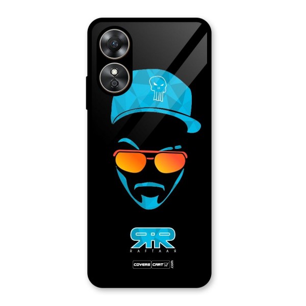 Raftaar Black and Blue Glass Back Case for Oppo A17