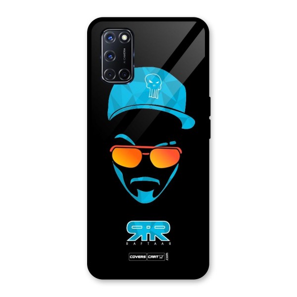 Raftaar Black and Blue Glass Back Case for Oppo A52