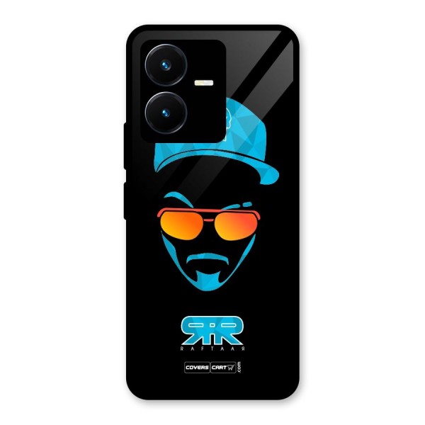 Raftaar Black and Blue Glass Back Case for Vivo Y22