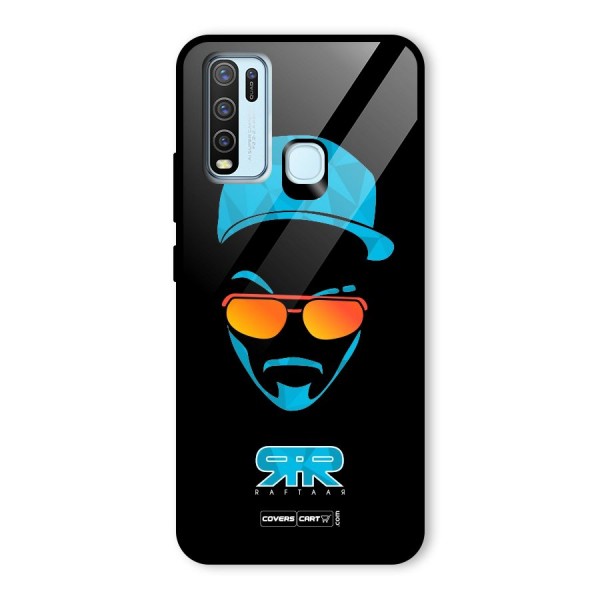 Raftaar Black and Blue Glass Back Case for Vivo Y50