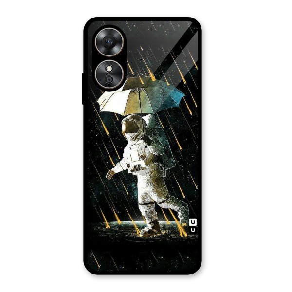 Rain Spaceman Glass Back Case for Oppo A17