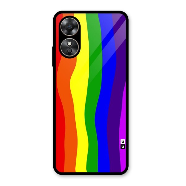 Rainbow Curves Glass Back Case for Oppo A17