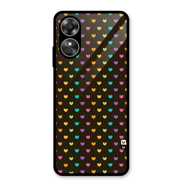 Rainbow Hearts Glass Back Case for Oppo A17