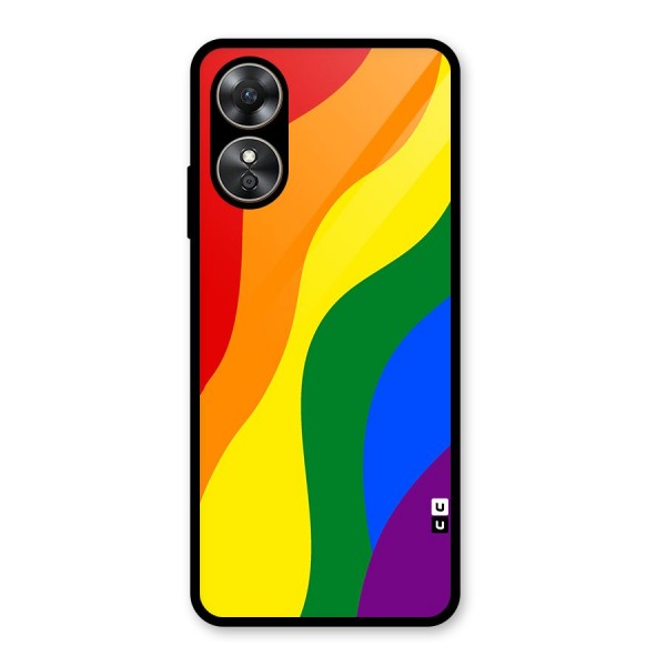 Rainbow Slant Curves Glass Back Case for Oppo A17