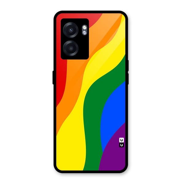 Rainbow Slant Curves Glass Back Case for Oppo K10 (5G)