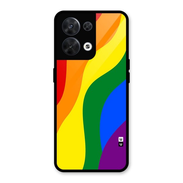 Rainbow Slant Curves Glass Back Case for Oppo Reno8 5G