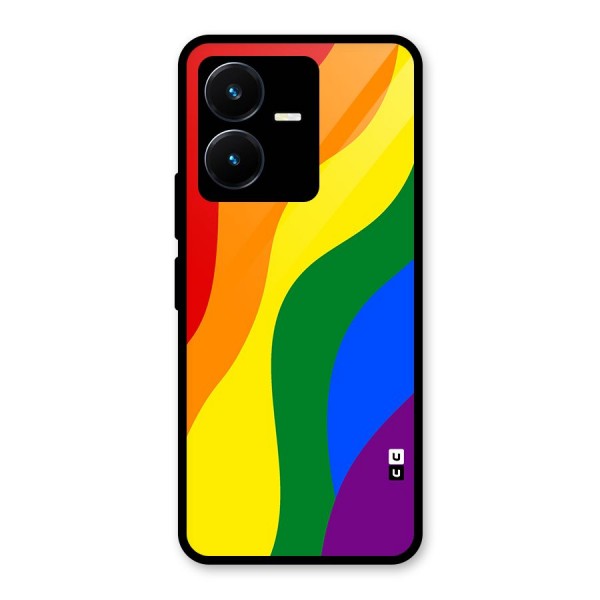 Rainbow Slant Curves Glass Back Case for Vivo Y22