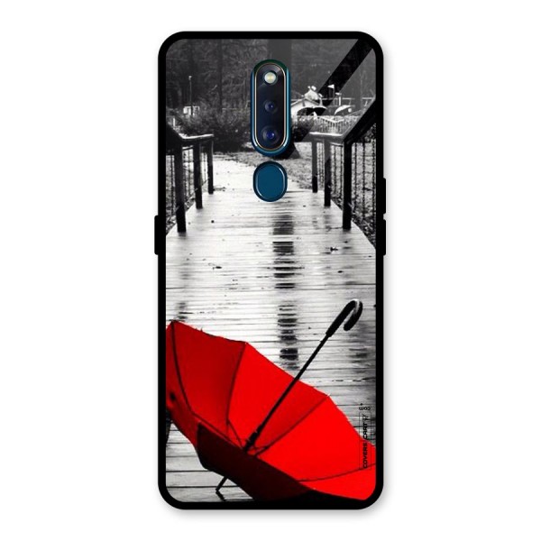 Rainy Red Umbrella Glass Back Case for Oppo F11 Pro