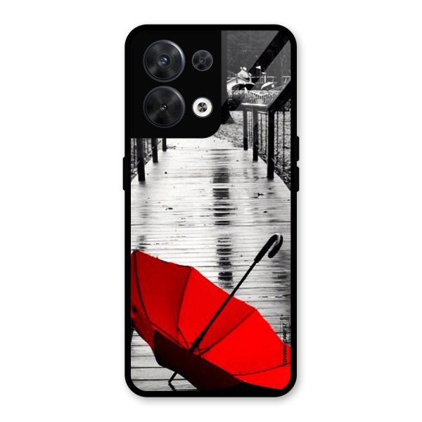 Rainy Red Umbrella Glass Back Case for Oppo Reno8 5G