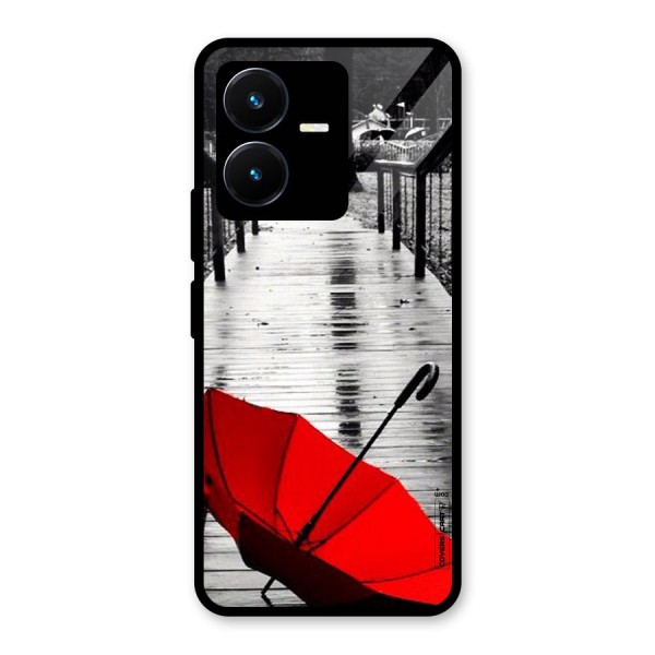 Rainy Red Umbrella Glass Back Case for Vivo Y22