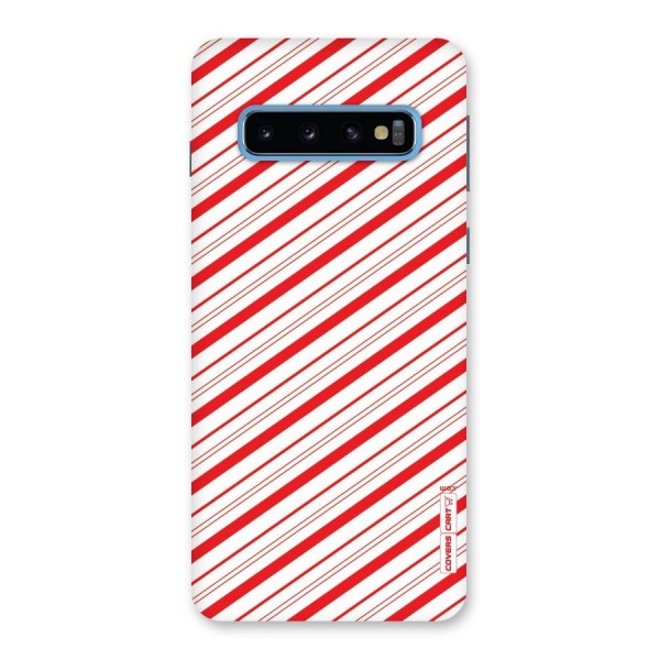 Red And White Diagonal Stripes Back Case for Galaxy S10