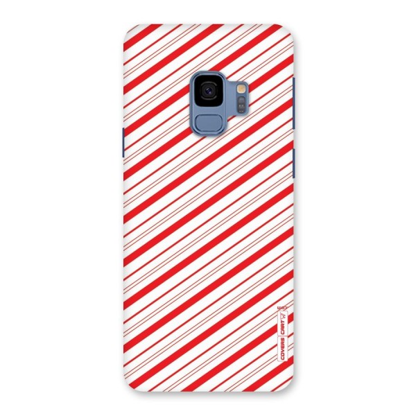 Red And White Diagonal Stripes Back Case for Galaxy S9