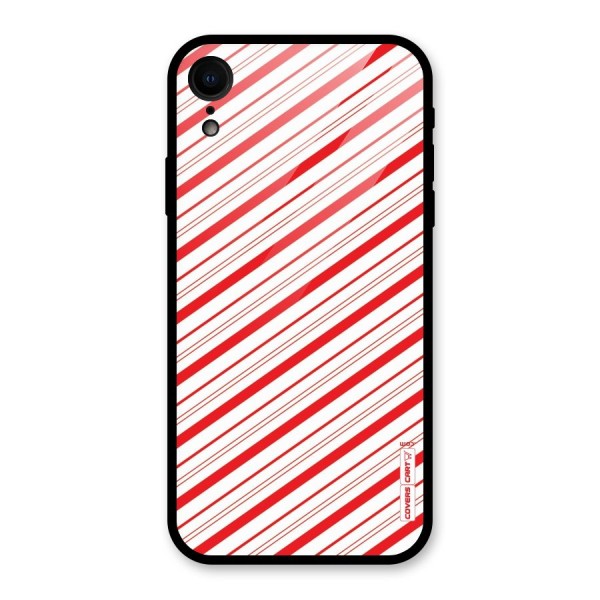 Red And White Diagonal Stripes Glass Back Case for XR