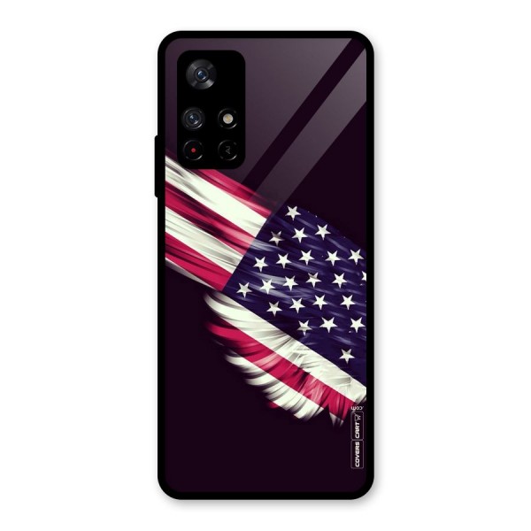 Red And White Stripes Stars Glass Back Case for Redmi Note 11T 5G