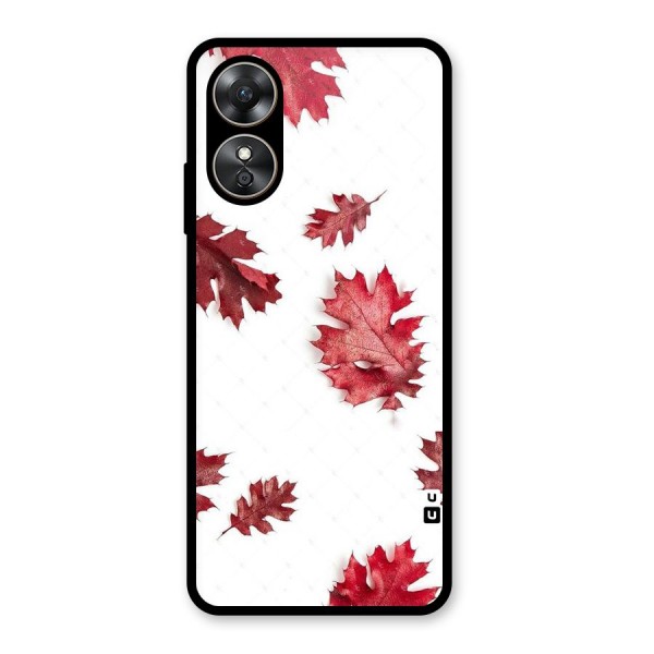 Red Appealing Autumn Leaves Glass Back Case for Oppo A17