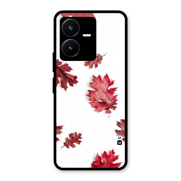 Red Appealing Autumn Leaves Glass Back Case for Vivo Y22