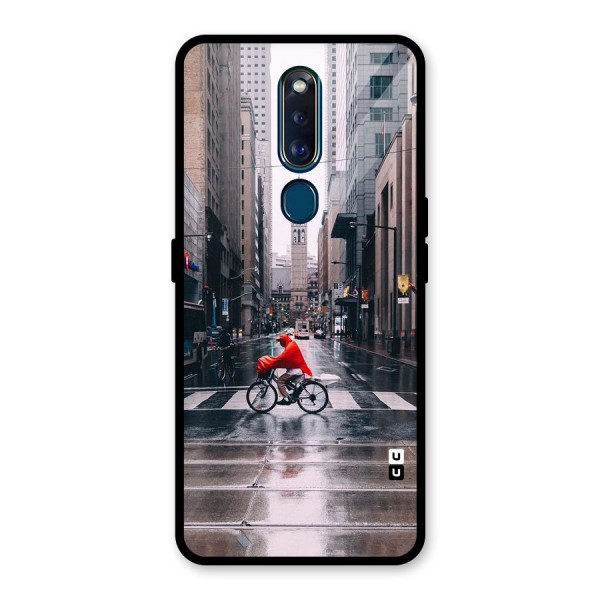 Red Bicycle Street Glass Back Case for Oppo F11 Pro