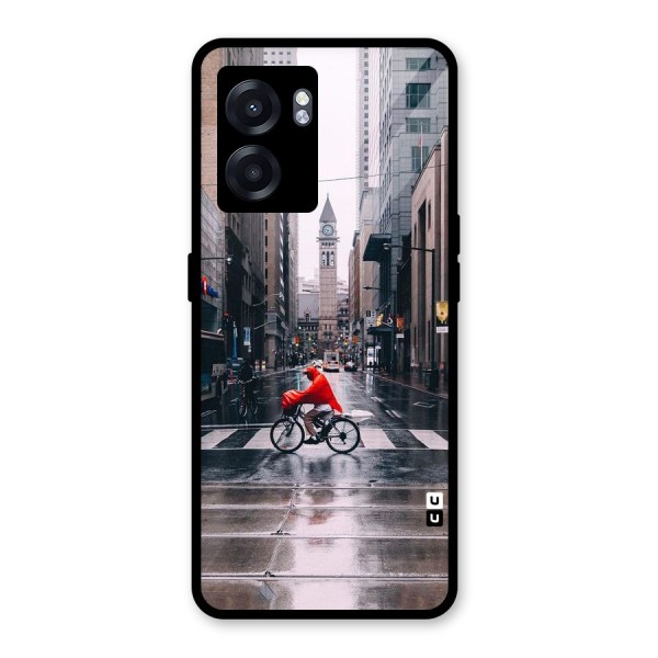 Red Bicycle Street Glass Back Case for Oppo K10 (5G)