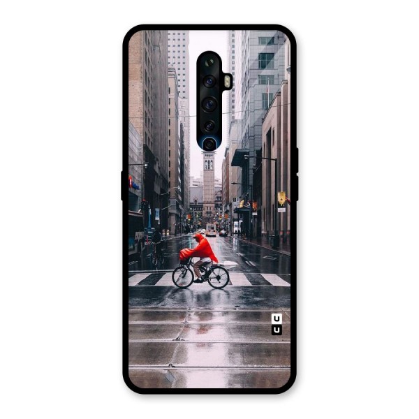 Red Bicycle Street Glass Back Case for Oppo Reno2 Z