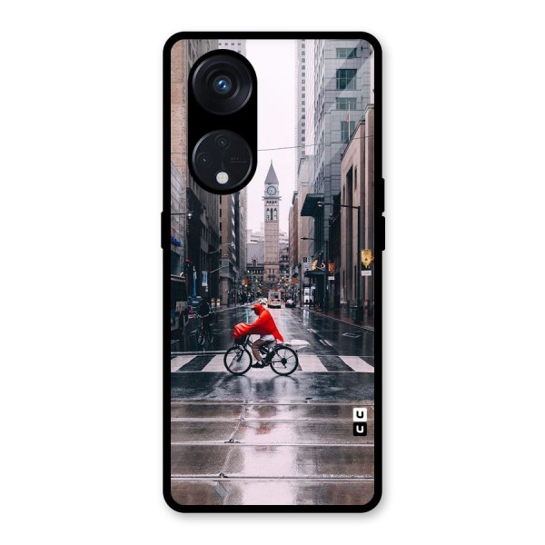 Red Bicycle Street Glass Back Case for Reno8 T 5G