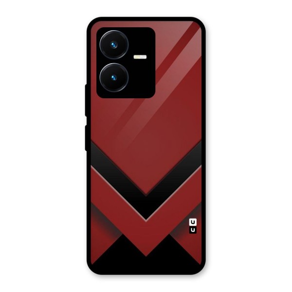 Red Black Fold Glass Back Case for Vivo Y22