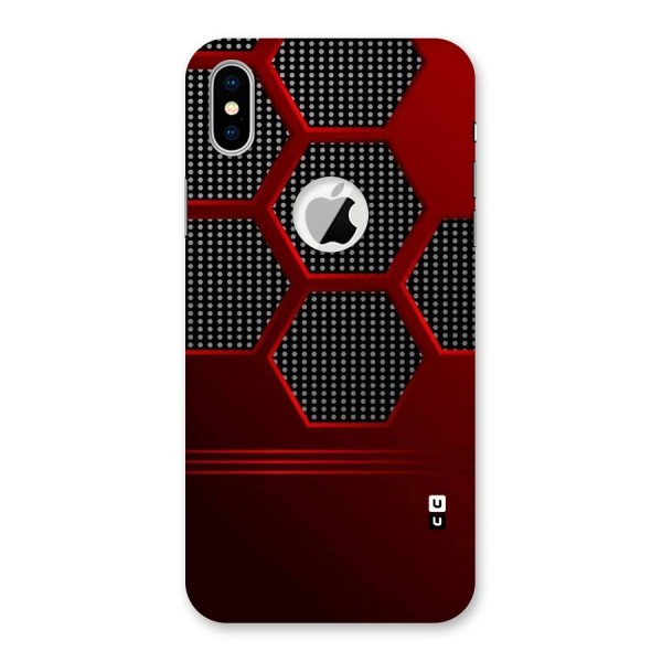 Red Black Hexagons Back Case for iPhone XS Logo Cut