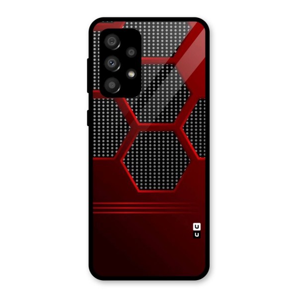 Red Black Hexagons Glass Back Case for Galaxy A32