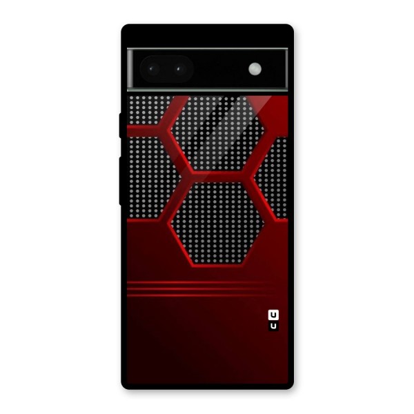 Red Black Hexagons Glass Back Case for Google Pixel 6a