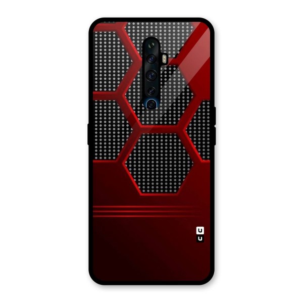 Red Black Hexagons Glass Back Case for Oppo Reno2 Z