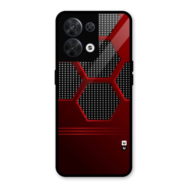 Red Black Hexagons Glass Back Case for Oppo Reno8 5G