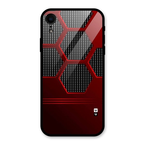 Red Black Hexagons Glass Back Case for XR