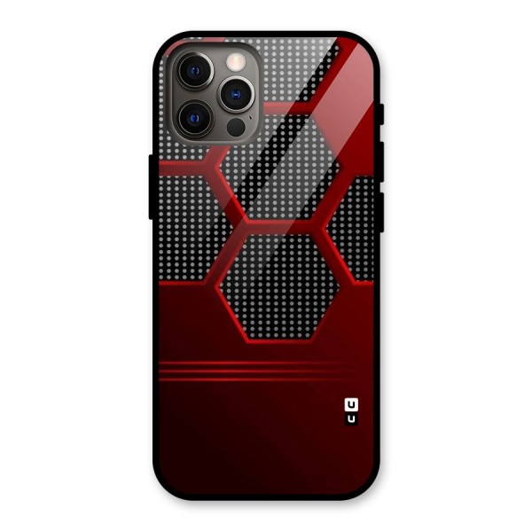 Red Black Hexagons Glass Back Case for iPhone 12 Pro