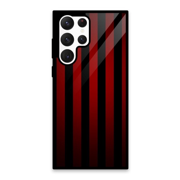 Red Black Stripes Glass Back Case for Galaxy S22 Ultra 5G
