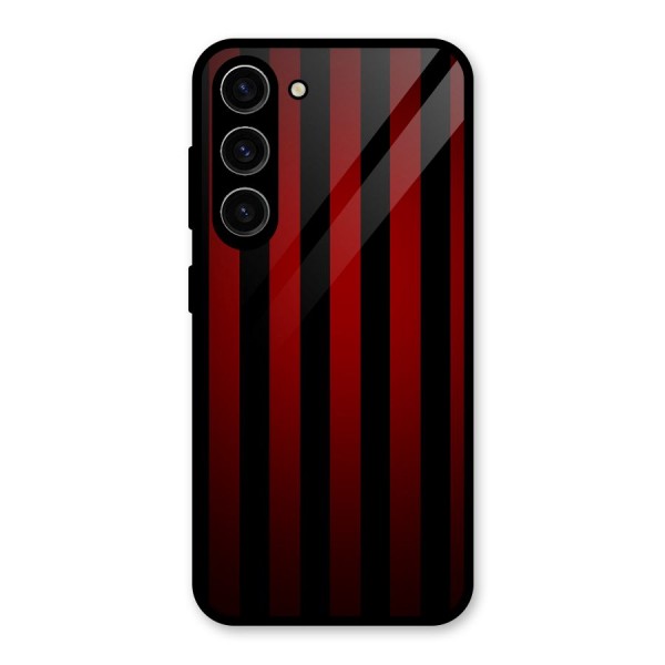 Red Black Stripes Glass Back Case for Galaxy S23