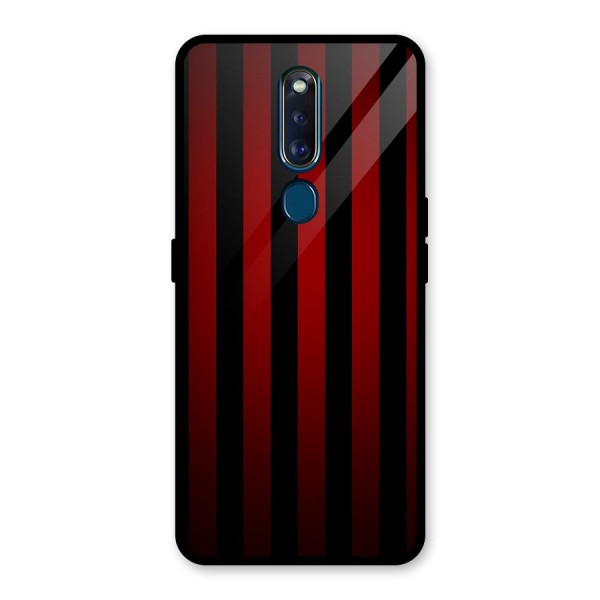 Red Black Stripes Glass Back Case for Oppo F11 Pro