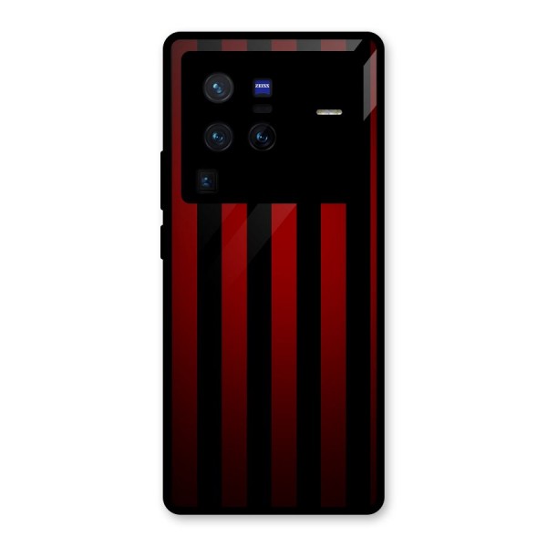 Red Black Stripes Glass Back Case for Vivo X80 Pro