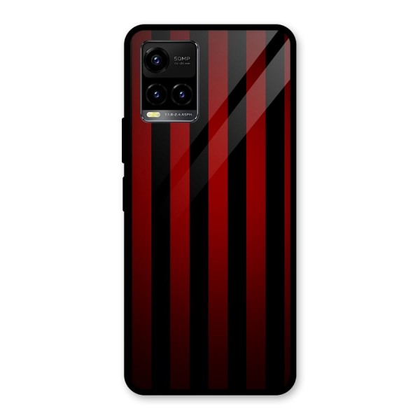 Red Black Stripes Glass Back Case for Vivo Y21 2021