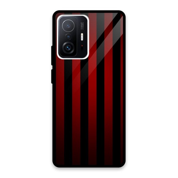 Red Black Stripes Glass Back Case for Xiaomi 11T Pro